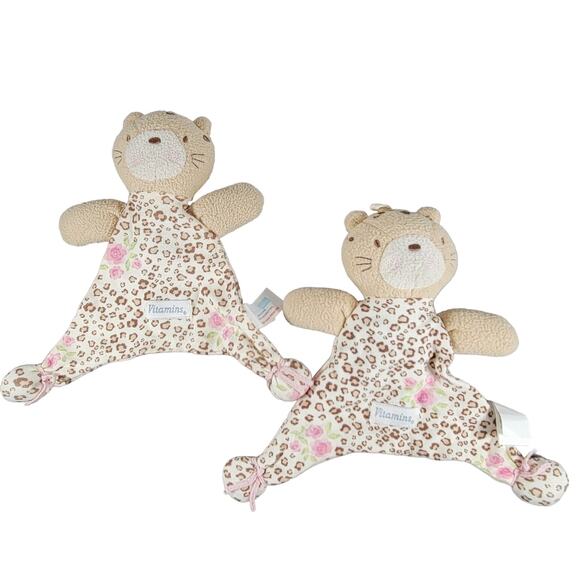 Vitamins Baby Leopard Lovey Plush Toy 8" Floral Cheetah Print 2011 Security Cat - Picture 2 of 11